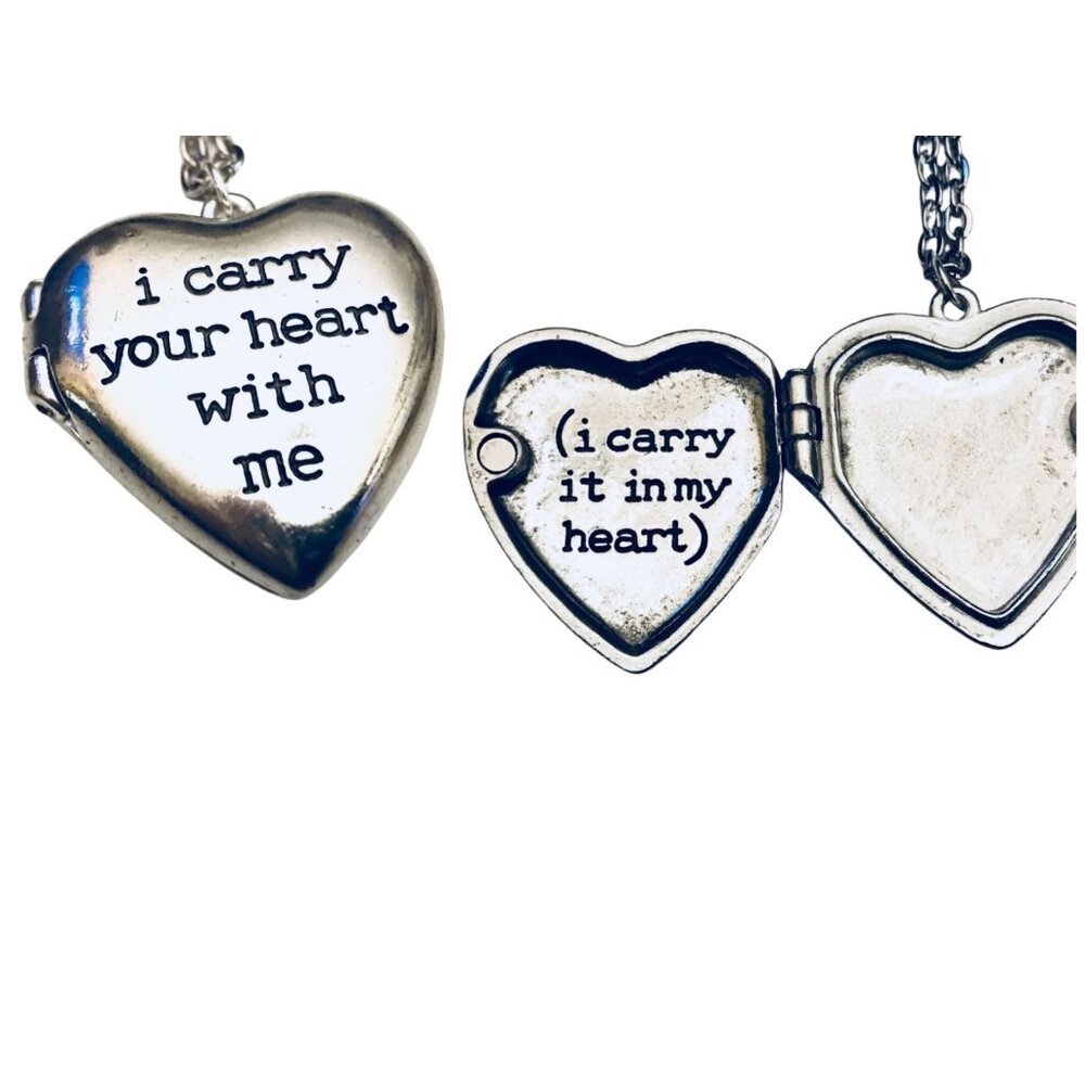 i carry your heart with me solid Heart Locket Necklace made in the USA